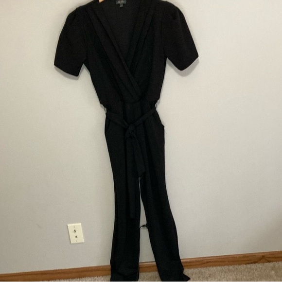Lily Rose Black Women's Jumpsuit, Size Small Pantsuit, short sleeve, tie waist - Picture 2 of 9